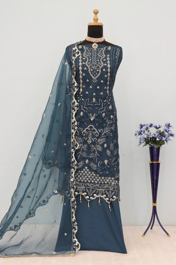 Trendy Festive Wear Embroidered Organza Salwar Suit