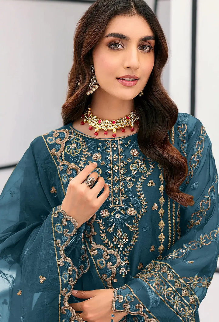 Trendy Festive Wear Embroidered Organza Salwar Suit