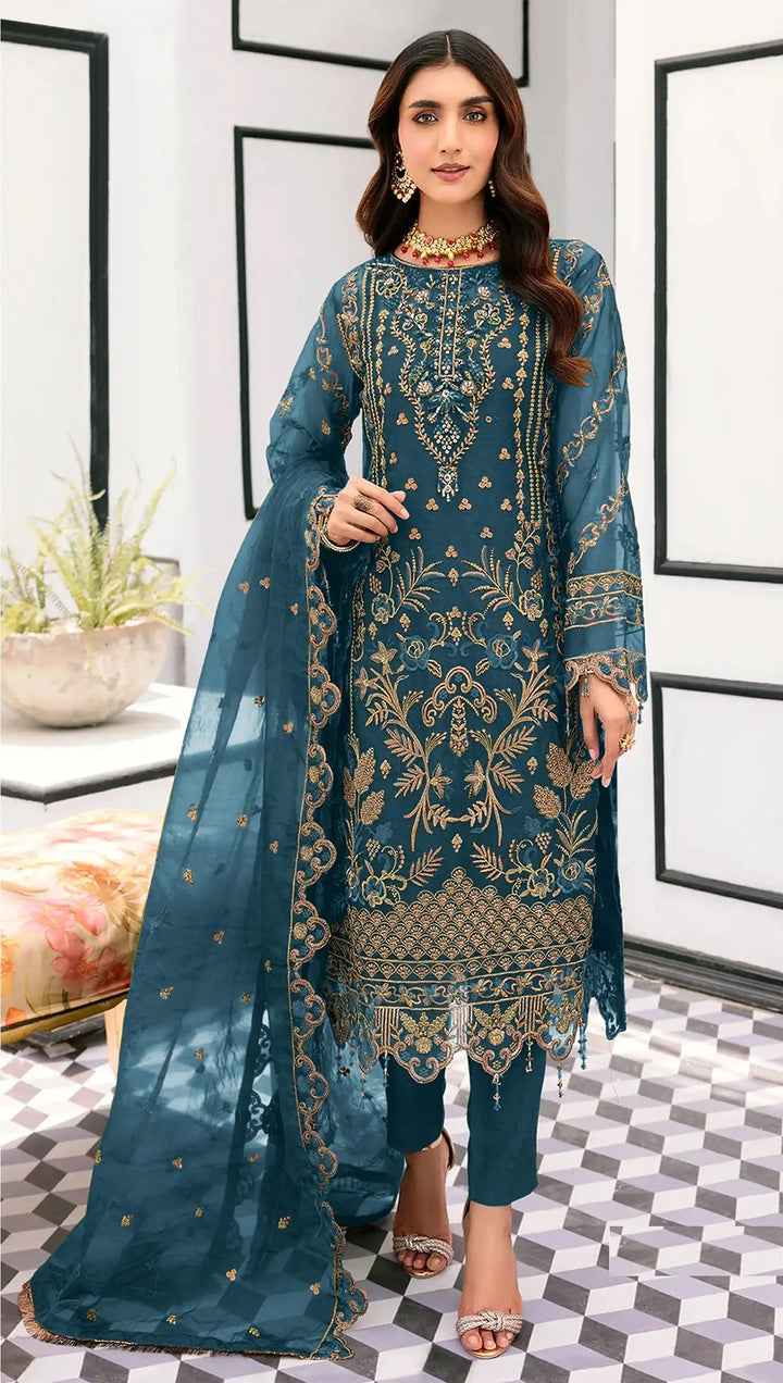 Trendy Festive Wear Embroidered Organza Salwar Suit
