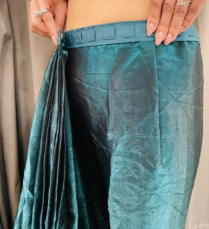 Glamorous Satin Saree with Sequins Embroidery & Lace Border