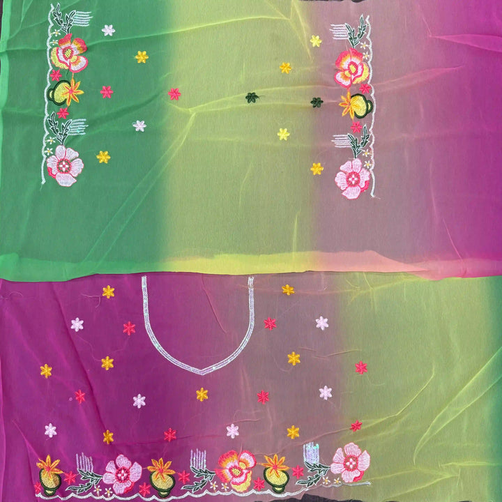 Ethnic Charm Georgette Saree with All Over Embroidered Detailing