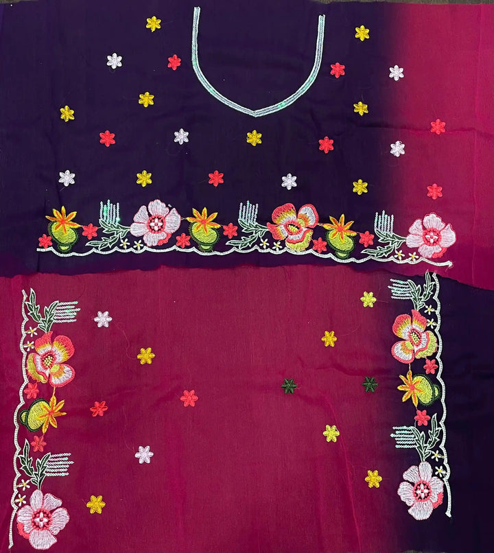 Ethnic Charm Georgette Saree with All Over Embroidered Detailing