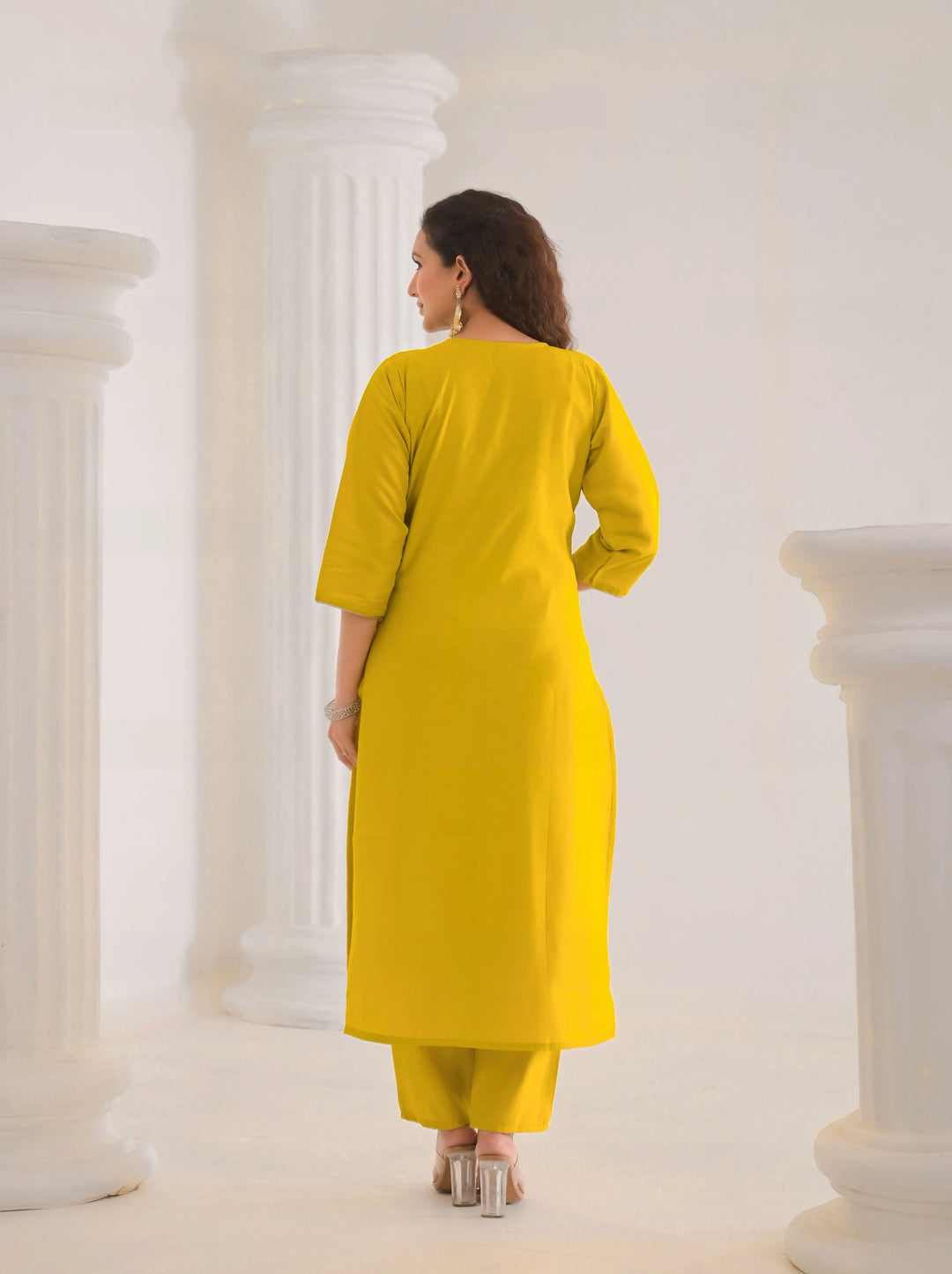 Stylish Yellow Salwar Suit Set in Viscose Chanderi Fabric