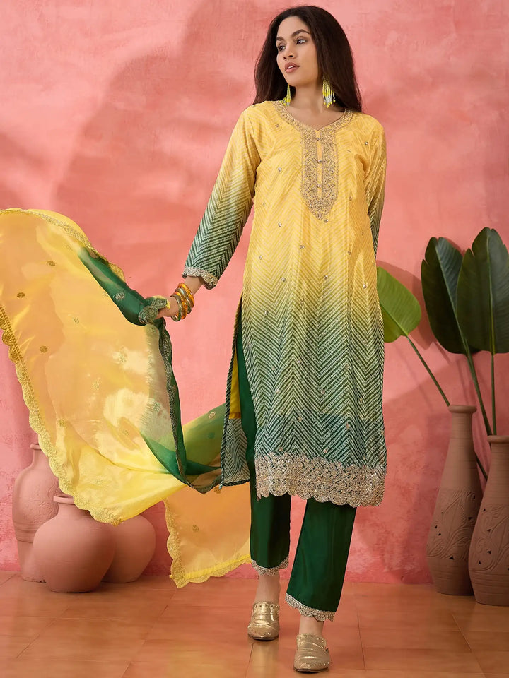 Premium Chinon Silk Embroidered Suit with Dupatta