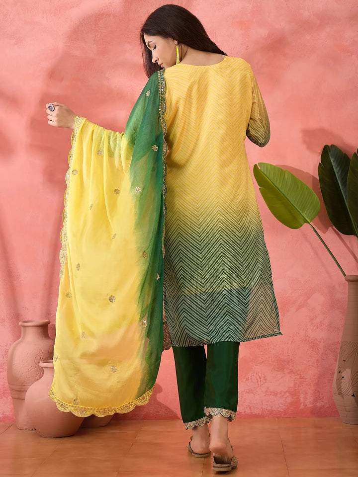 Premium Chinon Silk Embroidered Suit with Dupatta