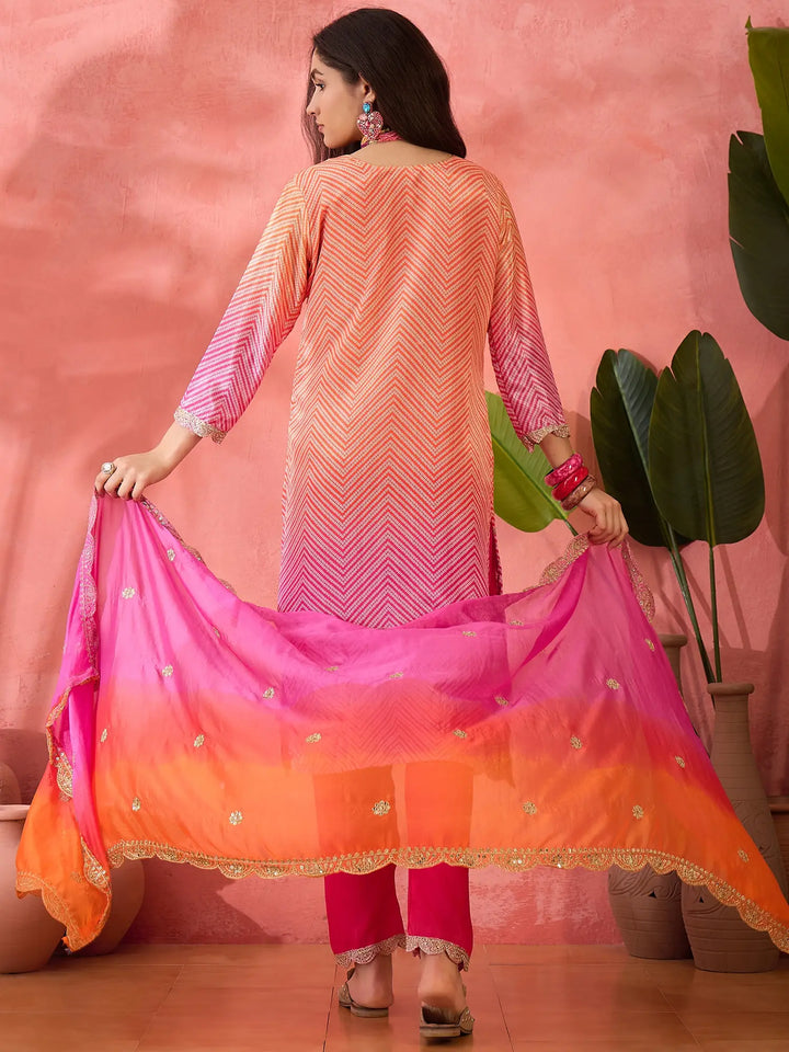 Premium Chinon Silk Embroidered Suit with Dupatta