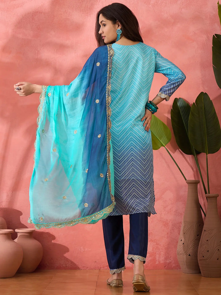 Premium Chinon Silk Embroidered Suit with Dupatta