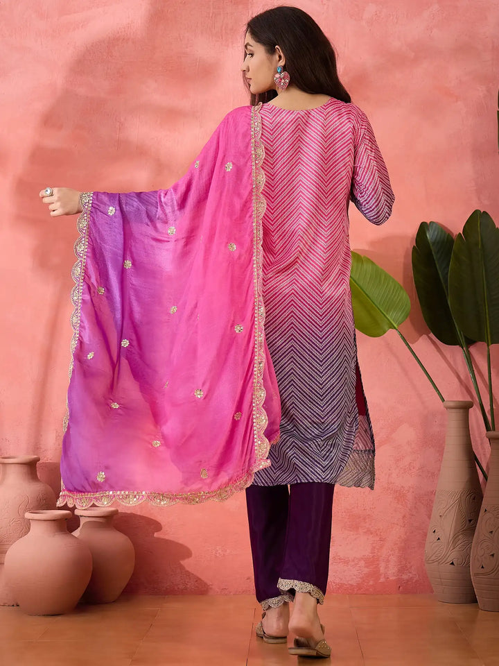Premium Chinon Silk Embroidered Suit with Dupatta