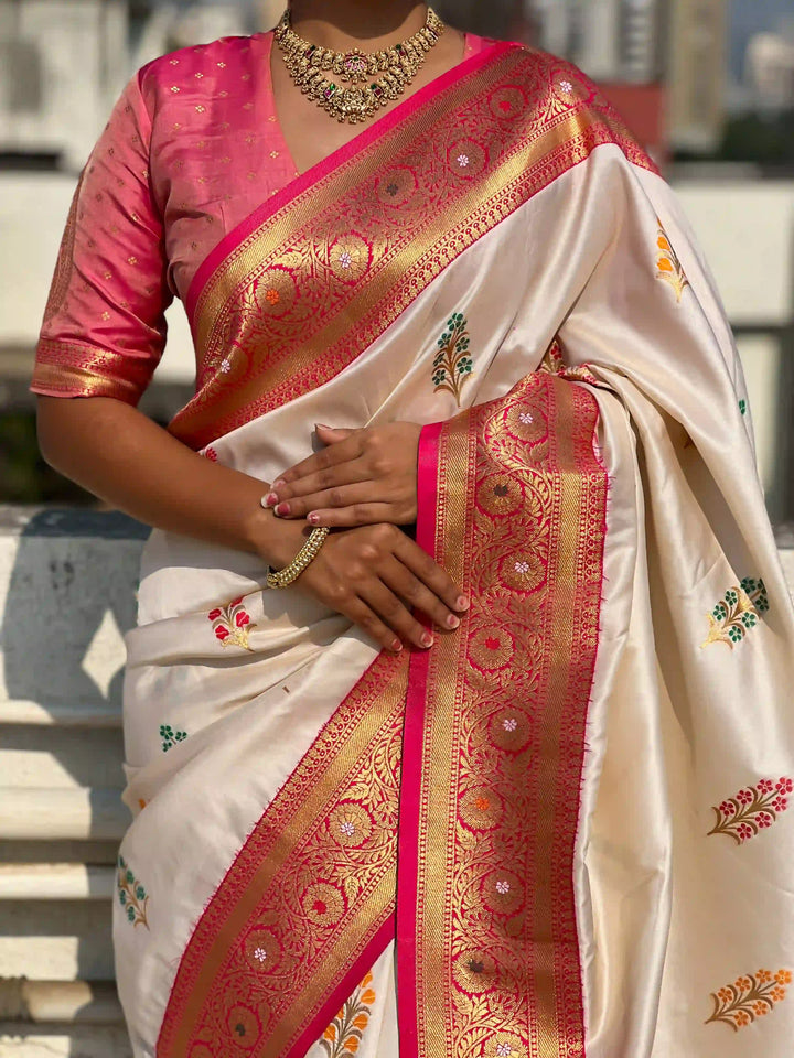 Regal Soft Silk Saree with Wevon Meenakari Work