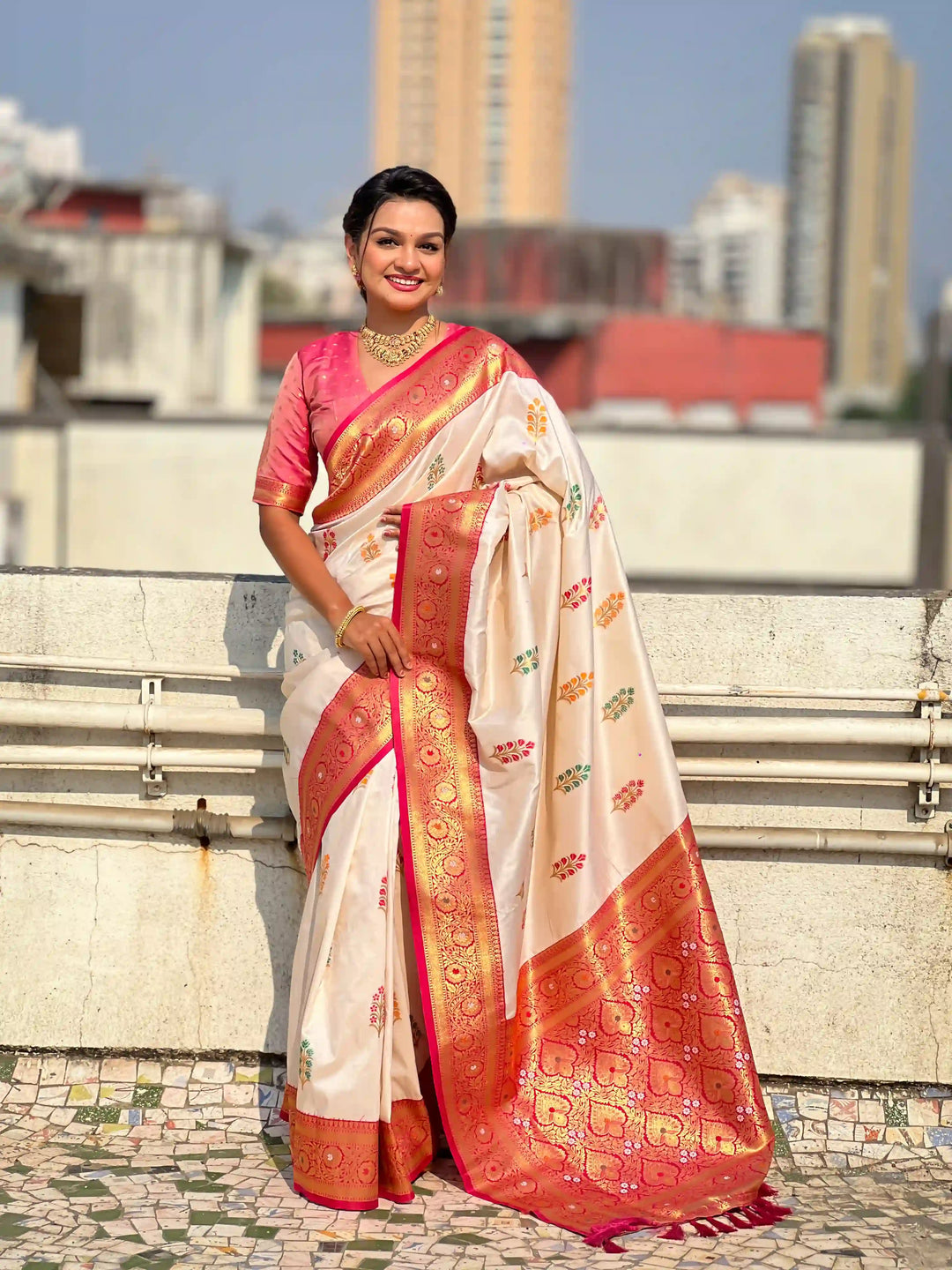 Regal Soft Silk Saree with Wevon Meenakari Work