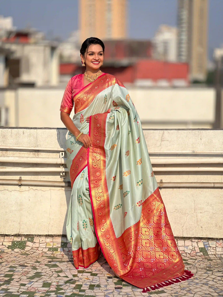Regal Soft Silk Saree with Wevon Meenakari Work