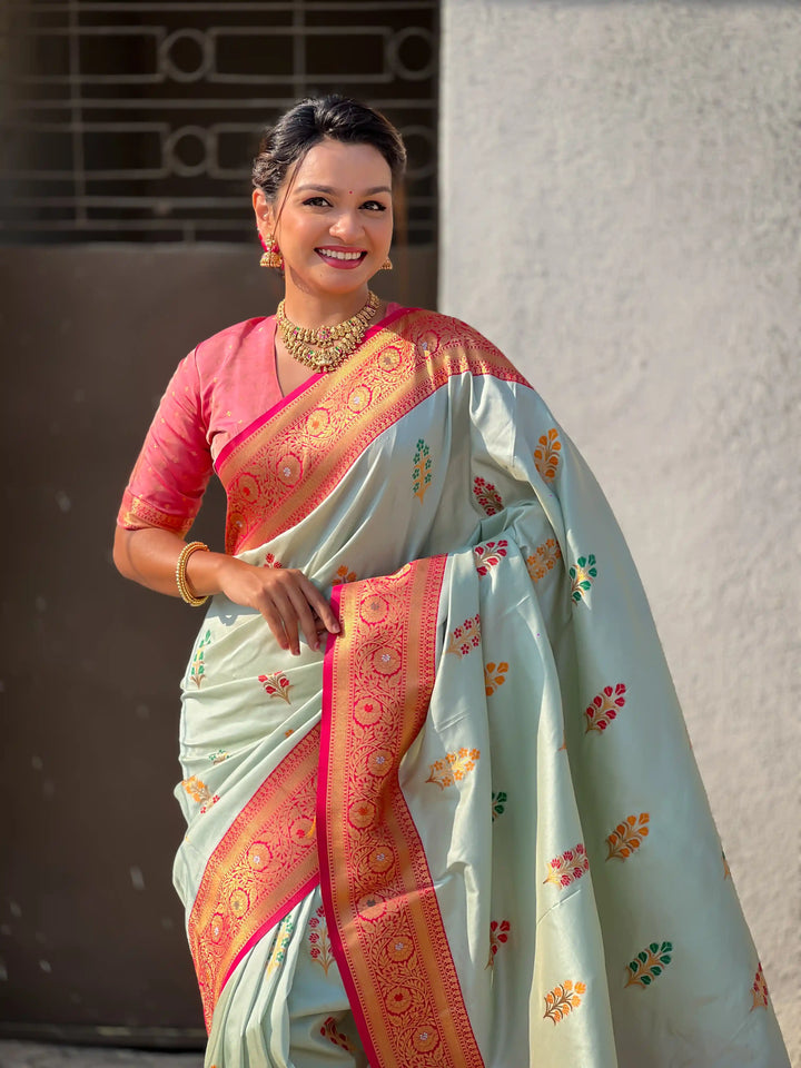 Regal Soft Silk Saree with Wevon Meenakari Work