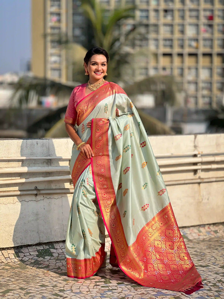 Regal Soft Silk Saree with Wevon Meenakari Work