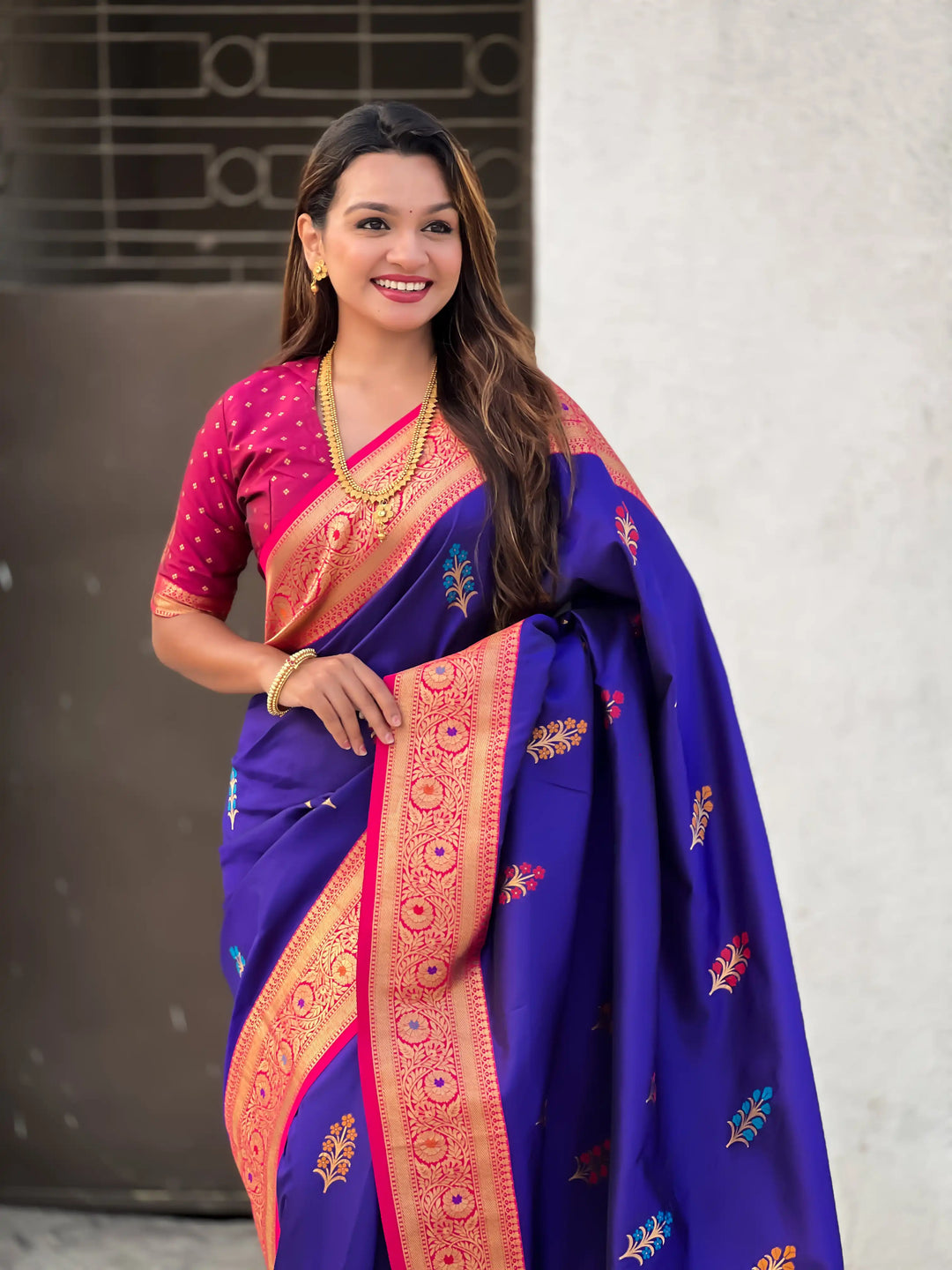 Regal Soft Silk Saree with Wevon Meenakari Work