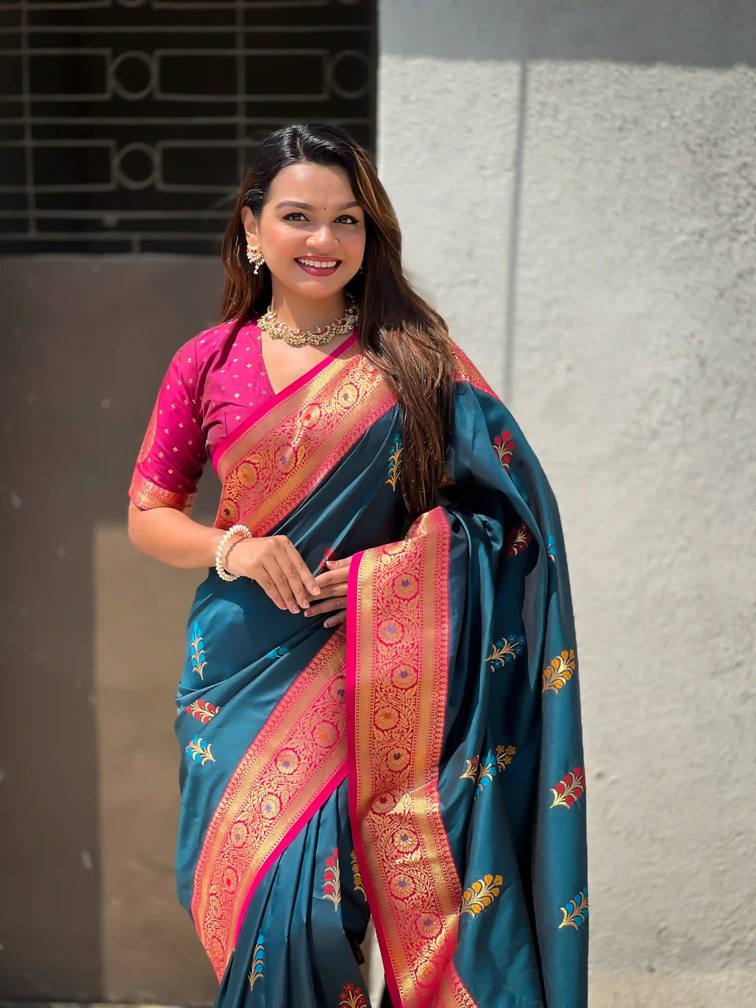 Regal Soft Silk Saree with Wevon Meenakari Work