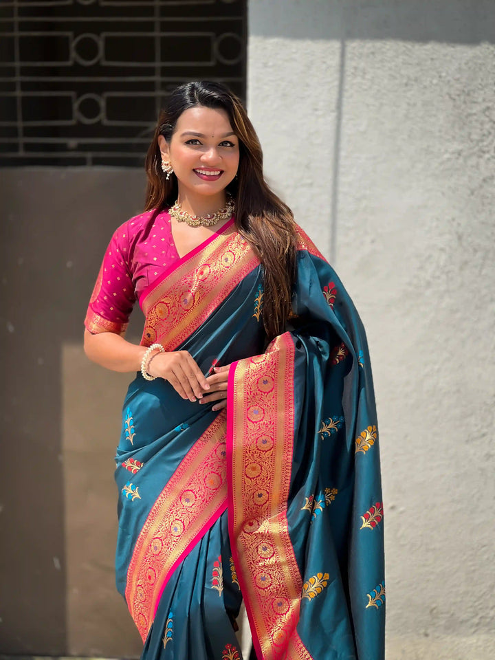 Regal Soft Silk Saree with Wevon Meenakari Work