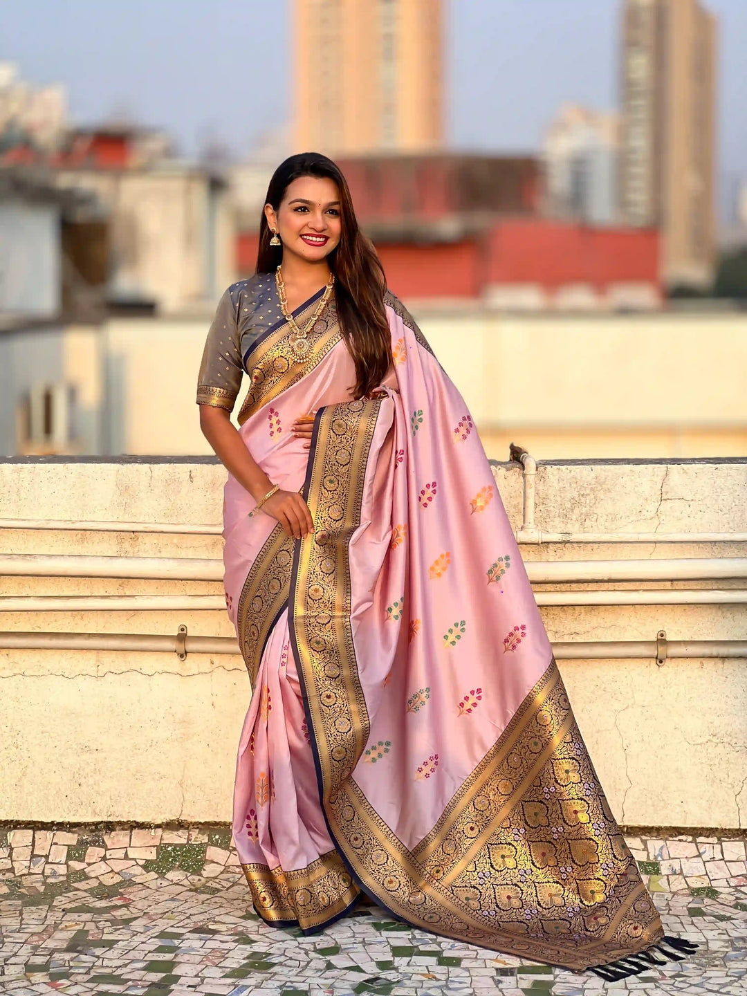 Regal Soft Silk Saree with Wevon Meenakari Work