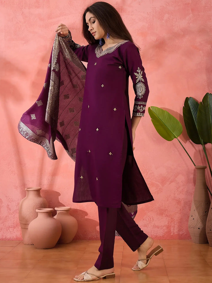 Roman Silk Salwar Kameez with Jacquard Dupatta & Embroidery