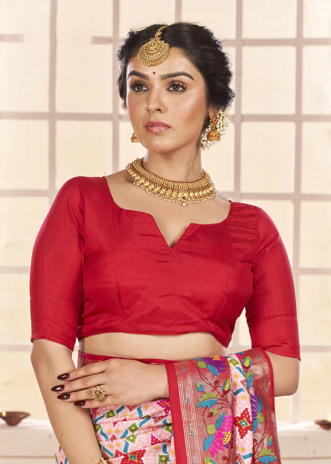 Classic Hot Pink Cotton Silk Saree with Designer Ikkat Work