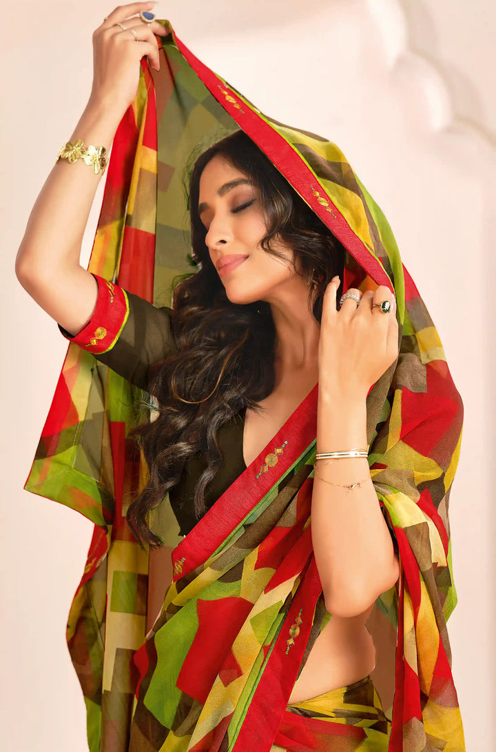 Chic Digital Printed Georgette Saree for Everyday Glam
