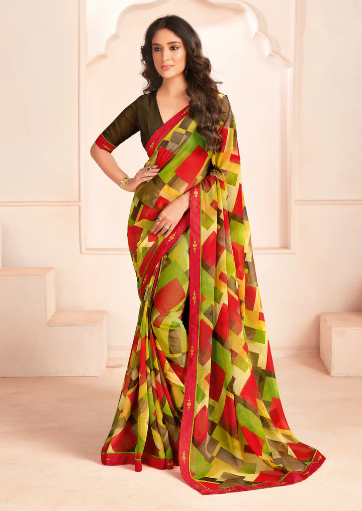 Chic Digital Printed Georgette Saree for Everyday Glam