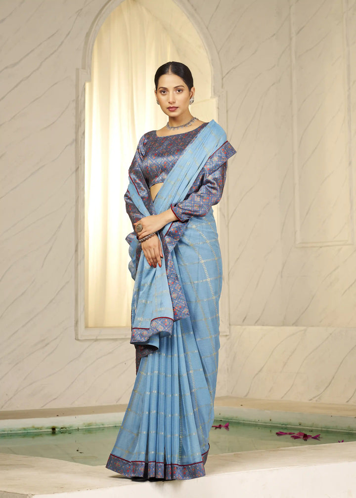 Premium Chiffon Traditional Saree with Foil Print Blouse