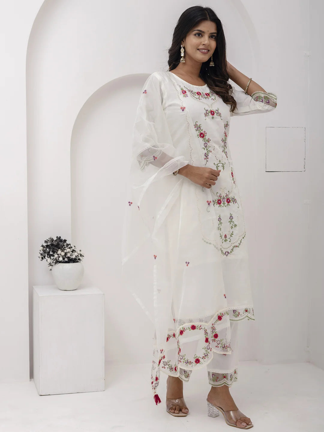 Timeless White Silk Salwar Kameez for Special Occasions