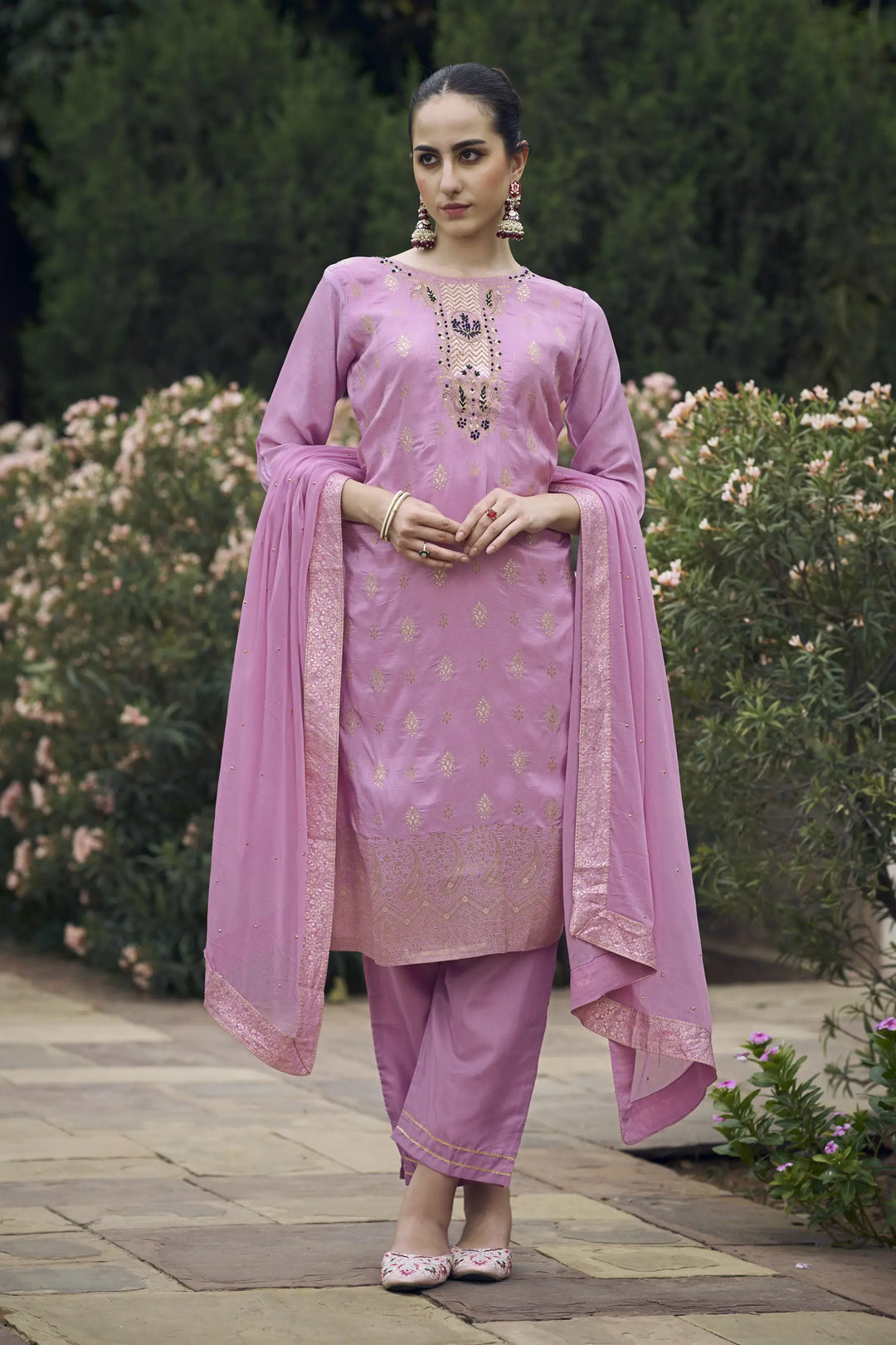 Stylish Wevon Hand Work Salwar Kameez for Special Occasions