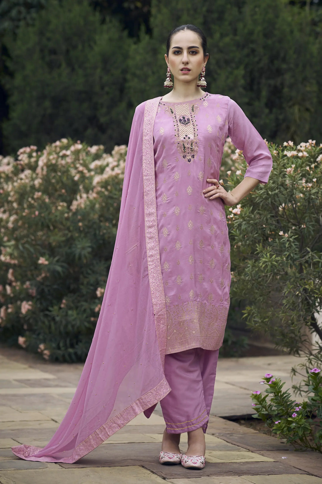 Stylish Wevon Hand Work Salwar Kameez for Special Occasions