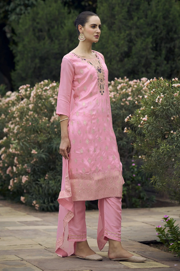 Stylish Wevon Hand Work Salwar Kameez for Special Occasions