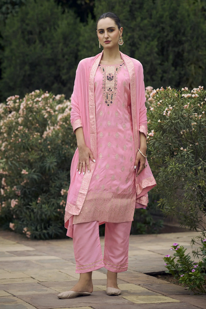 Stylish Wevon Hand Work Salwar Kameez for Special Occasions