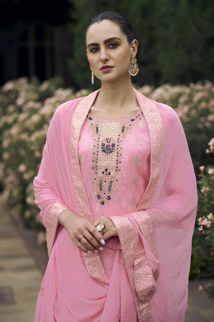 Stylish Wevon Hand Work Salwar Kameez for Special Occasions
