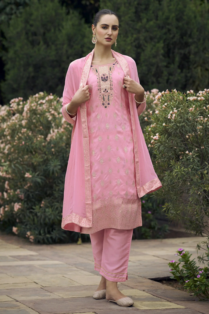 Stylish Wevon Hand Work Salwar Kameez for Special Occasions