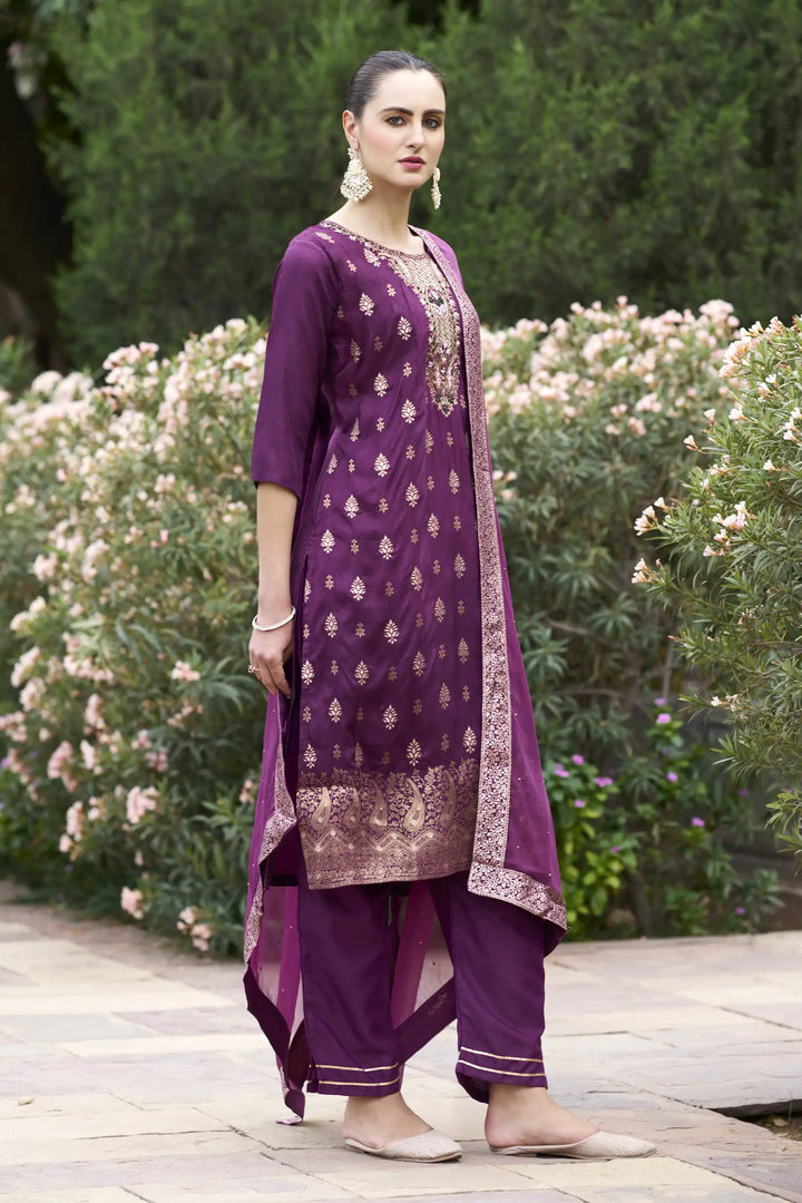 Stylish Wevon Hand Work Salwar Kameez for Special Occasions