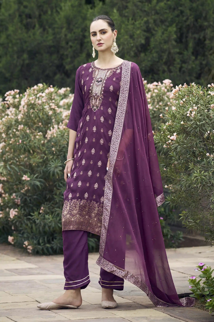 Stylish Wevon Hand Work Salwar Kameez for Special Occasions
