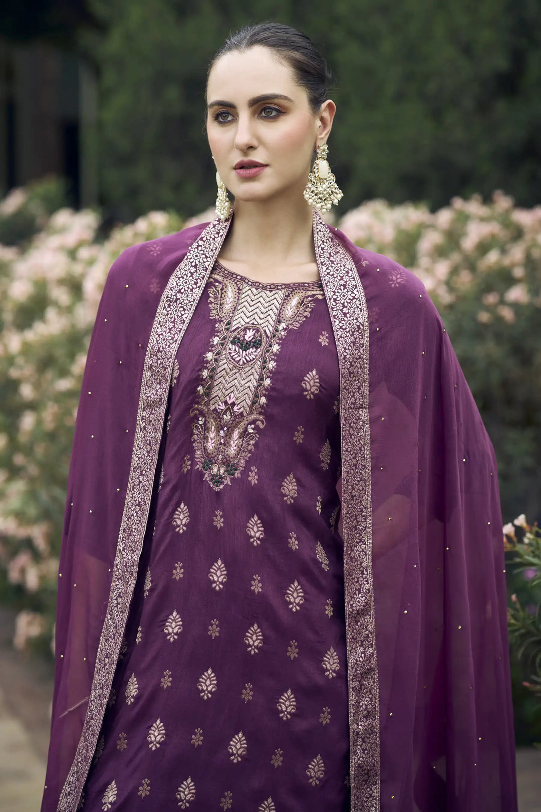Stylish Wevon Hand Work Salwar Kameez for Special Occasions