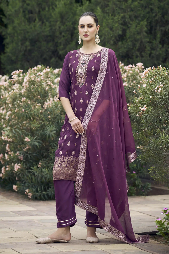 Stylish Wevon Hand Work Salwar Kameez for Special Occasions