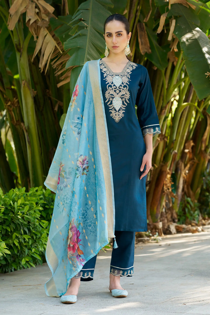 Party-Ready Rayon Suit Set with Designer Embroidery Touch
