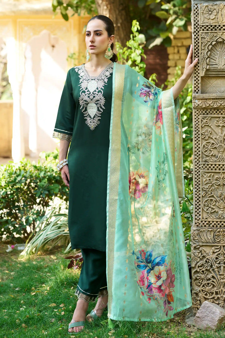 Party-Ready Rayon Suit Set with Designer Embroidery Touch