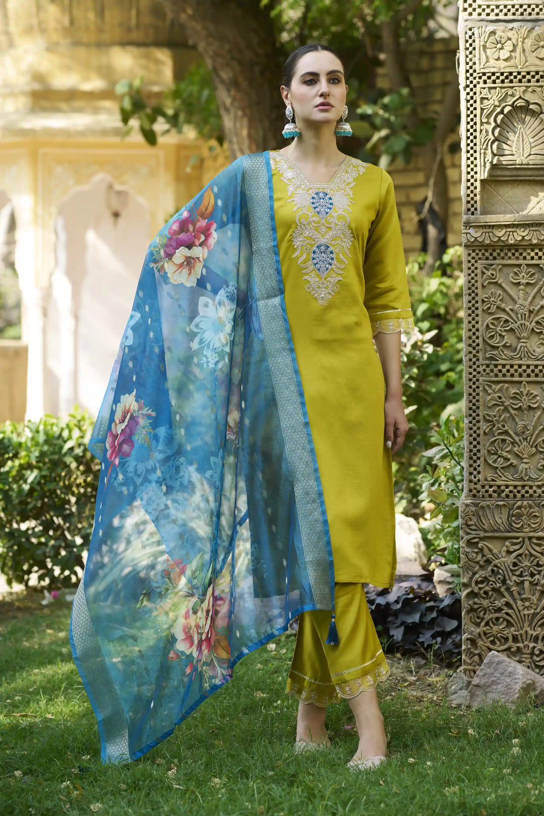 Party-Ready Rayon Suit Set with Designer Embroidery Touch