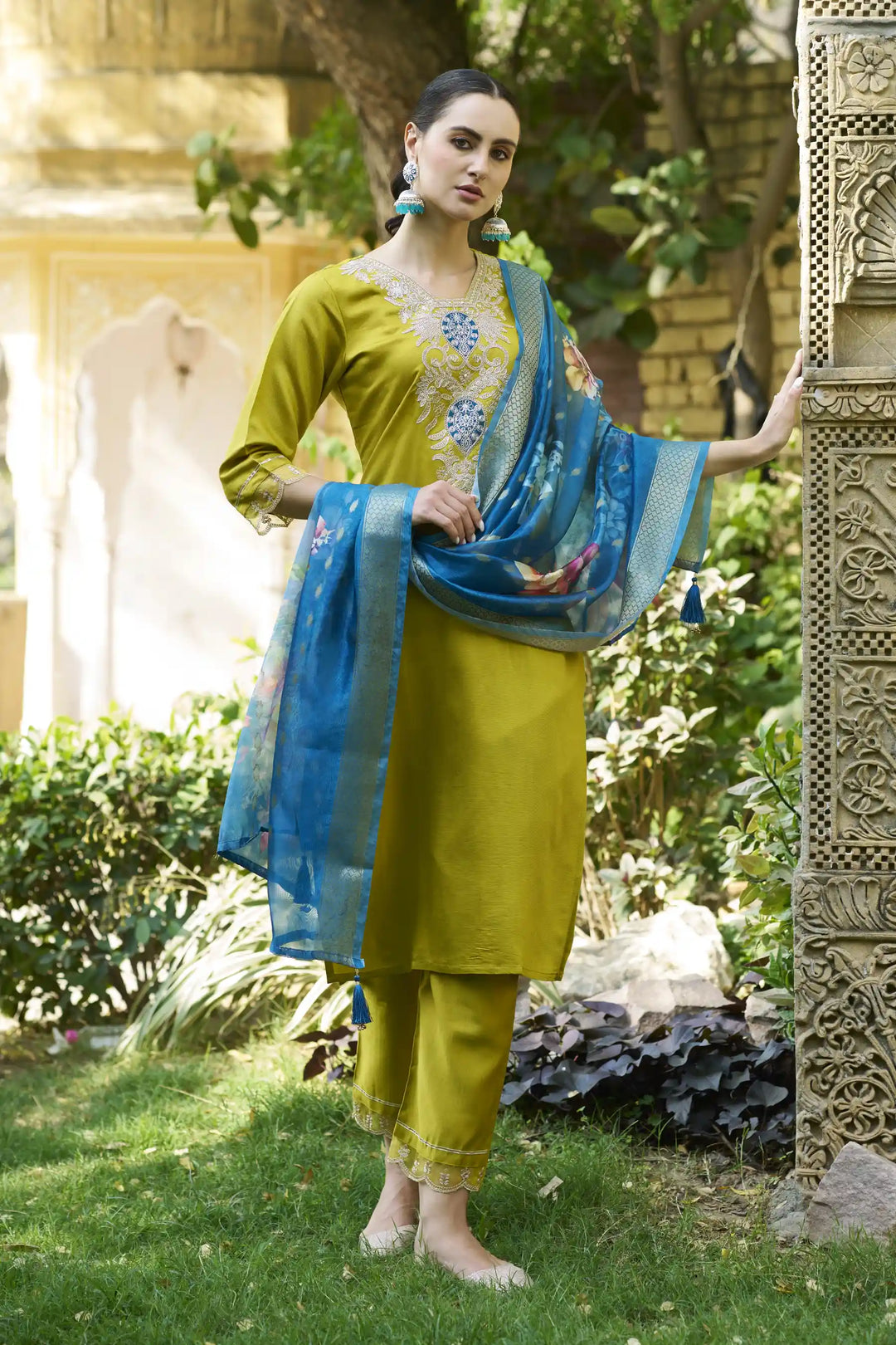 Party-Ready Rayon Suit Set with Designer Embroidery Touch