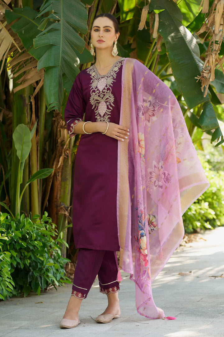 Party-Ready Rayon Suit Set with Designer Embroidery Touch
