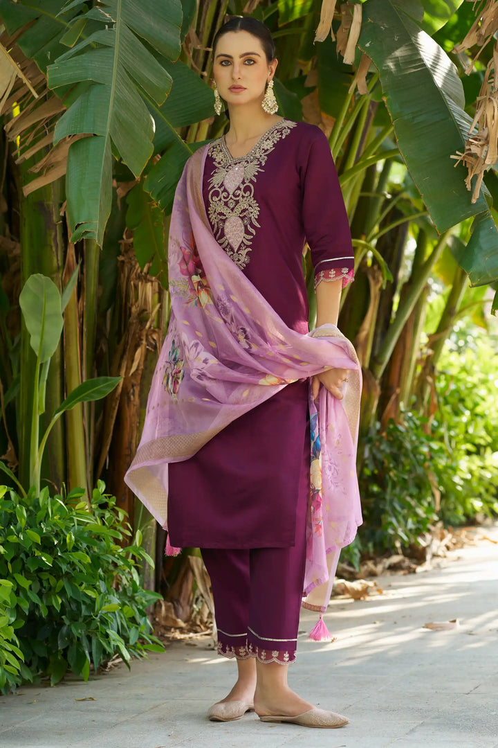 Party-Ready Rayon Suit Set with Designer Embroidery Touch