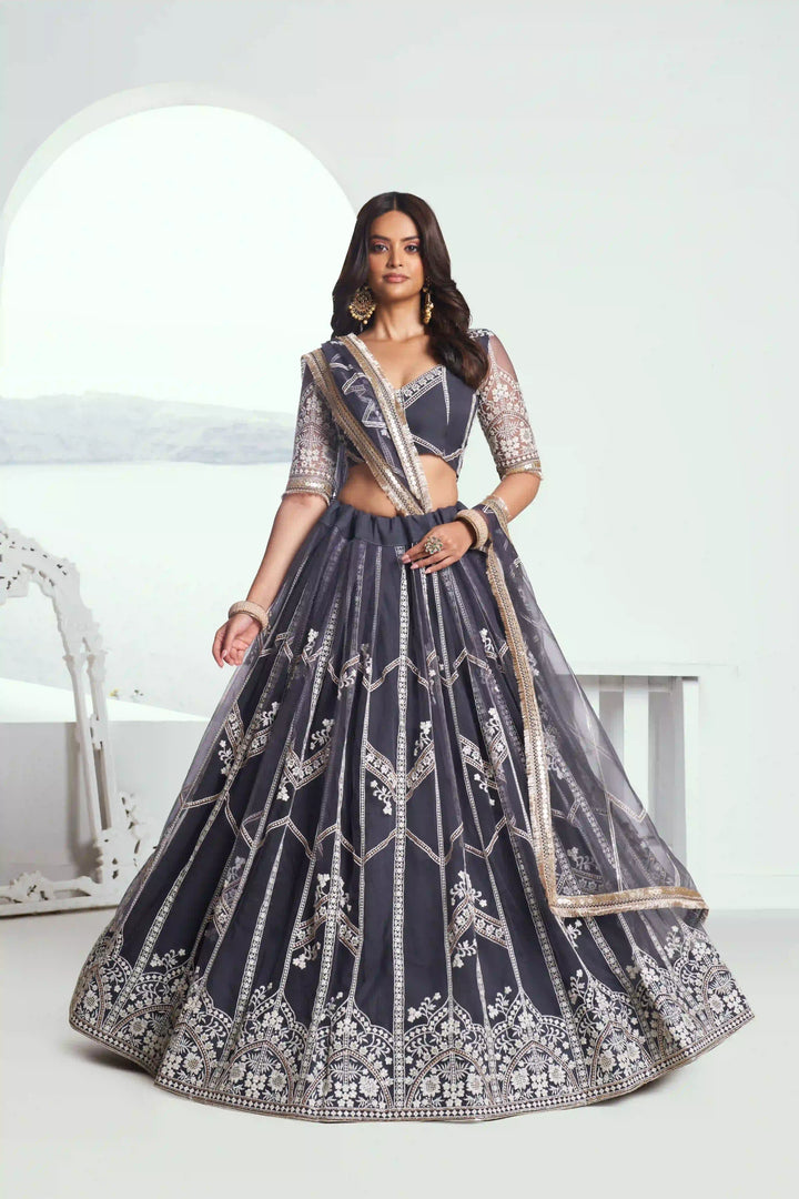 Ethereal Butterfly Net Lehenga with Thread Embroidery Work