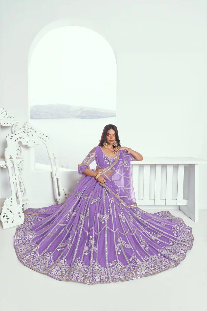 Ethereal Butterfly Net Lehenga with Thread Embroidery Work
