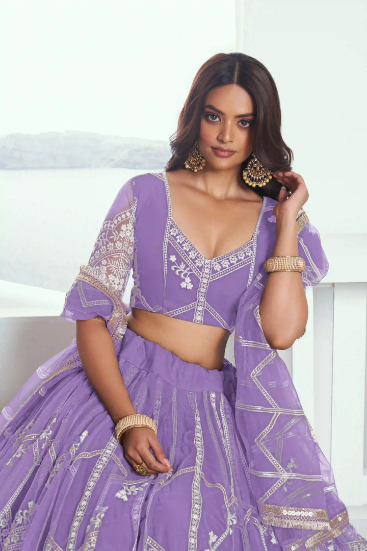 Ethereal Butterfly Net Lehenga with Thread Embroidery Work