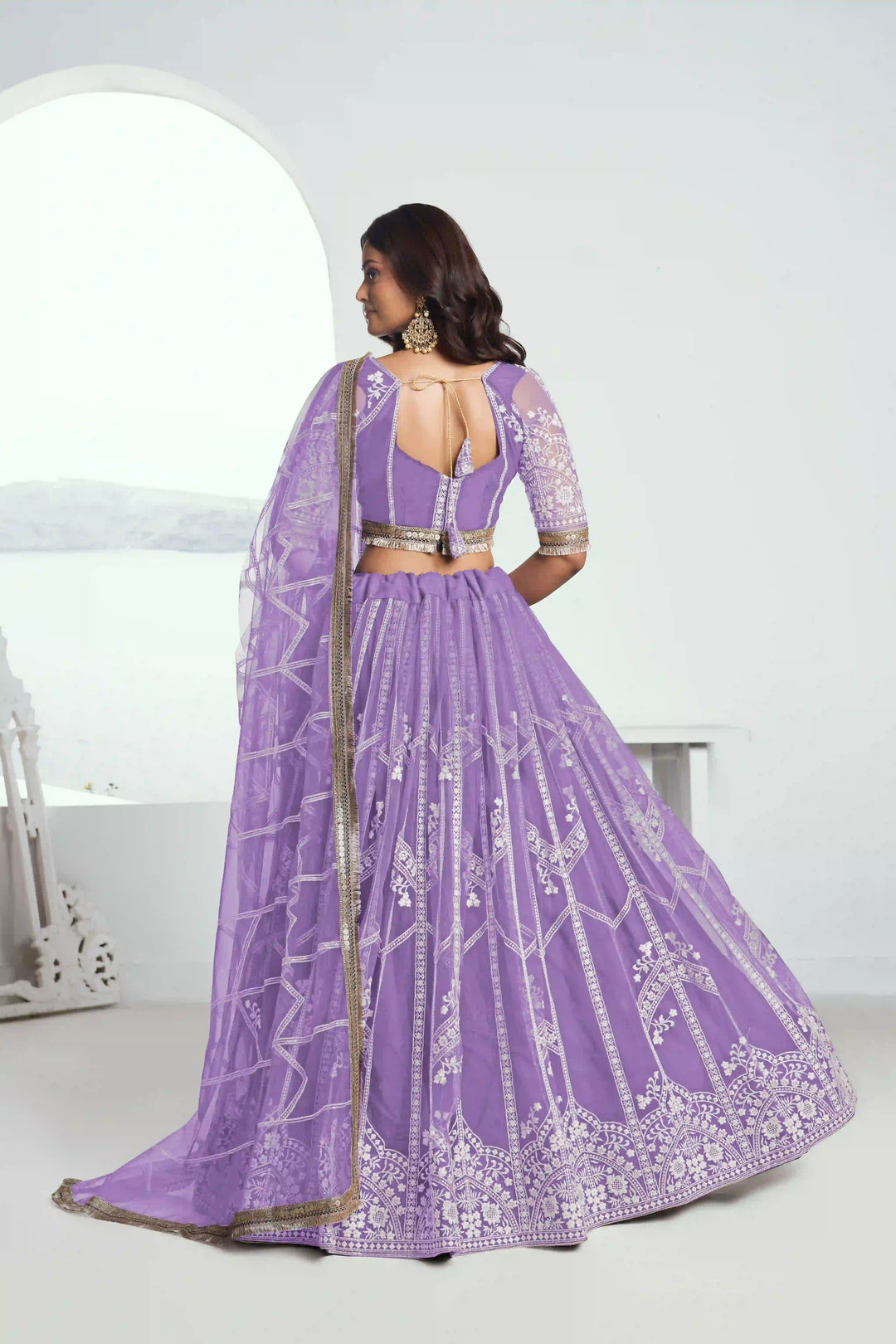 Ethereal Butterfly Net Lehenga with Thread Embroidery Work