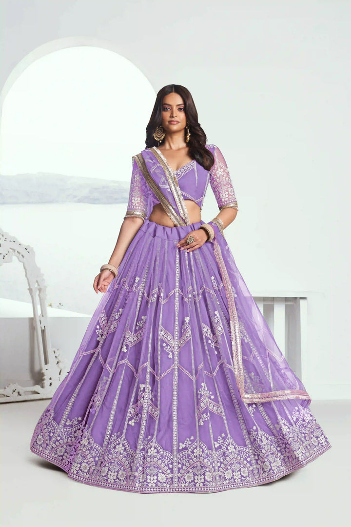 Ethereal Butterfly Net Lehenga with Thread Embroidery Work
