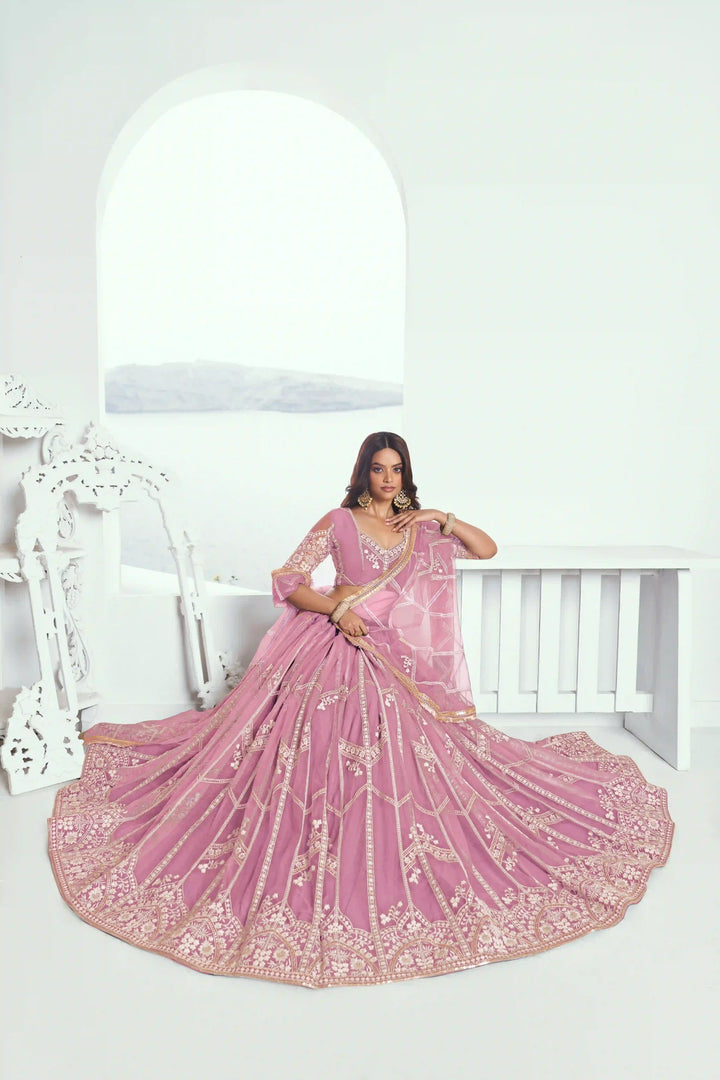 Ethereal Butterfly Net Lehenga with Thread Embroidery Work