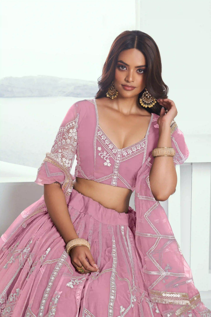 Ethereal Butterfly Net Lehenga with Thread Embroidery Work